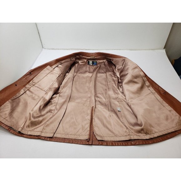 Breier of Amsterdam Mens Jacket Two Button Leather Pockets Brown Size 46 Vintage - Picture 7 of 15